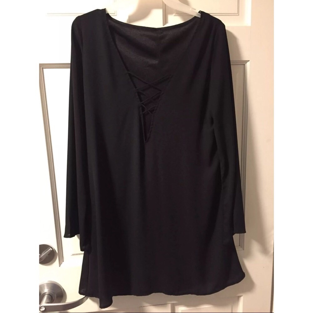 Black bell sleeve dress